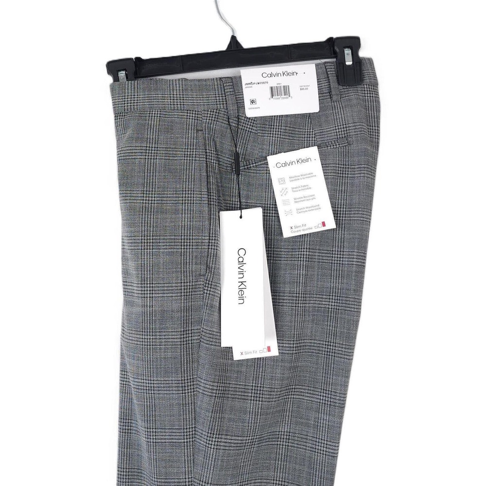 Calvin Klein Gray Plaid Men's Dress Pants